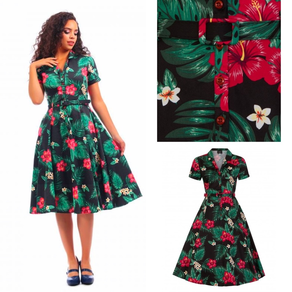 Tropical hibiscus plumeria Swing Dress